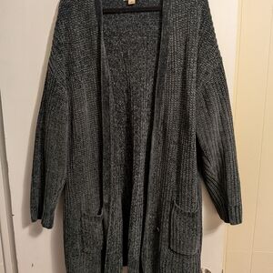 Ava & Viv Charcoal Gray Open-Front Knit Cardigan
